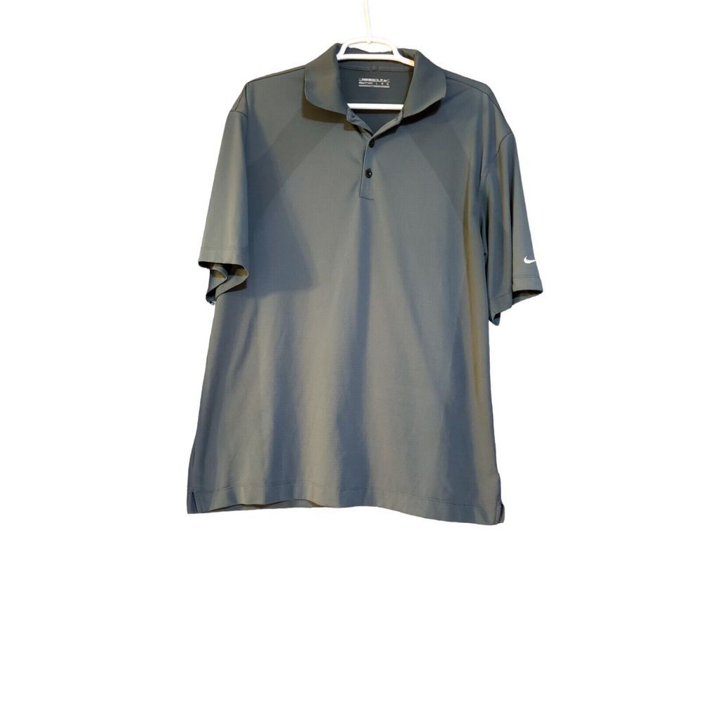 Nike Dri Fit Green Golf Shirt Size L Polo‎ Vented Textured Outdoors Athletic
